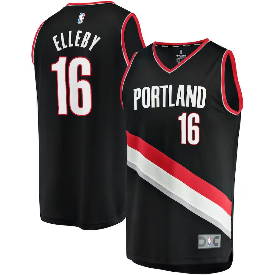 Men Portland Trail Blazers 16 CJ Elleby Fanatics Branded Black Icon Edition Fast Break Replica NBA Jersey